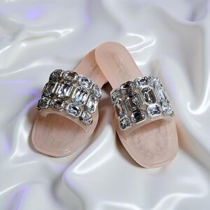 NWOT Size 9.5 Lauren Lorraine Embellished Gym Sandals in light pink and Silver